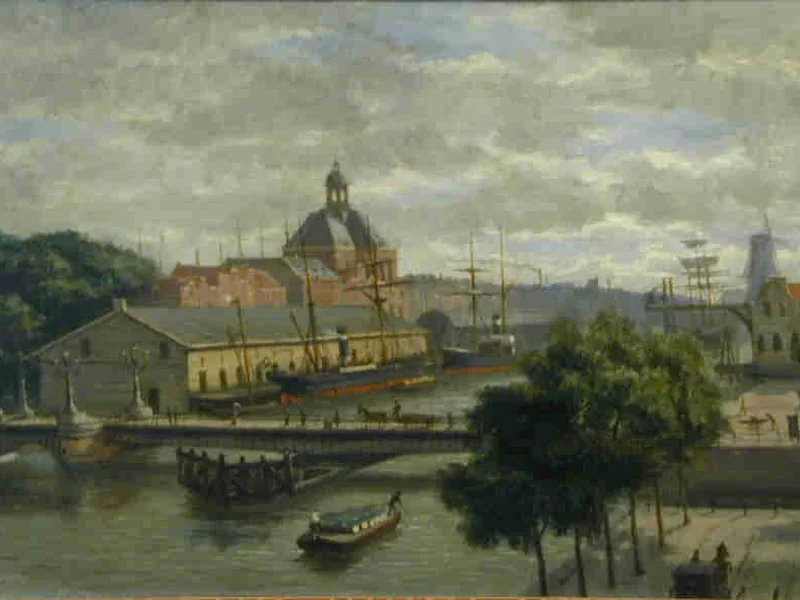 1880-Cornelis Vreedenburgh - Il Kattenburgerbrug sul Nieuwe Vaart ad Amsterdam